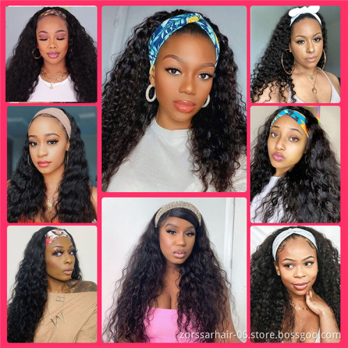 cheap natural virgin brazilian hair human wig vendors deep wave headband wig human hair